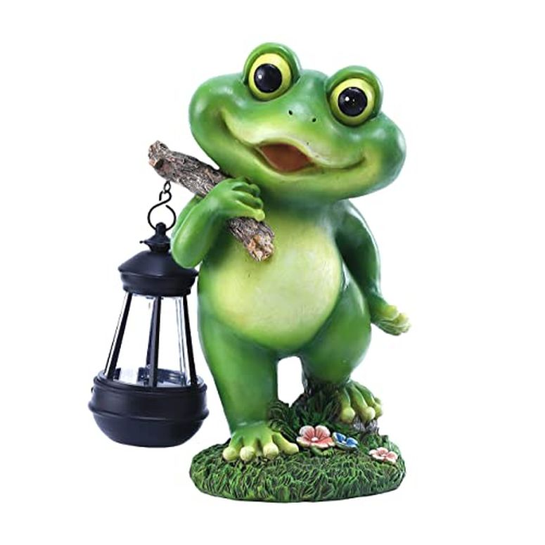 ガーデンライトLEDソーラーライト ソーラーパワー CFFOWNUG Frog Garden Decoration with Solar Lantern,Resin Solar Frog Statue with Solar Lights Outdoor Garden Frog Decor for Pathway Yard Lawn Patio Decorations 【並行輸入品】