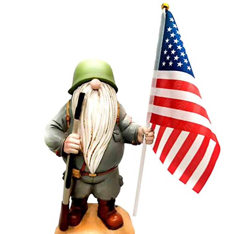 ガーデンライトLEDソーラーライト ソーラーパワー Redwix Military Garden Gnomes with Guns Outdoor 12.1", US Army Gnomes Garden Decorations, Patriotic Gnome with Solar Light 