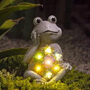 ガーデンライトLEDソーラーライト ソーラーパワー DiliComing Garden Statue Frog Figurine - Outdoor Frog D?cor with Succulent and 7 LED Lights, Decorative Solar Statues for Windowsill, Garden Yard Balcony and Home, Gifts for Women 