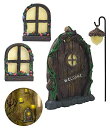 ガーデンライトLEDソーラーライト ソーラーパワー ZZICEN Fairy Door for Tree Decorations - Miniature Fairy Garden Accessories Outdoor Decor Kit Tree Stump Decor Gnome Door Set Garden Art Outdoor Clearance for Kids Window Glow in The D 【並行輸入品】