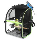 CR  o[h gxLA[ Pecute Bird Carrier Backpack, Parrots Bird Backpack with Visible Window, Adjustable Height Standing Perch, Feeding Cans, Waterproof Pads, Lightweight Foldable Birds Travel Cage for Hiking Campi ysAiz