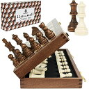 チェスセット Magnetic Wooden Chess Set for Kids and Adults ? 15 inch Staunton Chess Set - Large Folding Chess Board Game Sets - Storage for Pieces | Wood Pawns - Unique E-Book for Beginner - 2 Extra Queens 【並行輸入品】