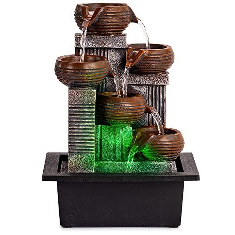 卓上 噴水 滝のオブジェ テーブルトップファウンテン インテリア噴水 Indoor Fountains and Waterfalls from 5-Tiered Pots-12”H Tabletop Water Fountain-Desk Fountain-Office Decor with Audible Calming Waterfall Sounds-Zen Fountain with Co 【並行輸入品】