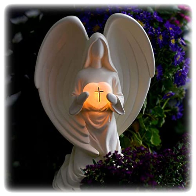 ガーデンライトLEDソーラーライト ソーラーパワー Solar Light Angel Statue Unique Sympathy Gift Remembrance for Funeral Memorial Service to Comfort Grieving in Loving Memory of Loss of Loved One with Condolences Card Natural 【並行輸入品】