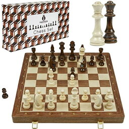 チェスセット Wooden Chess Set for Kids and Adults ? 18 inch Staunton Chess Set - Large Folding Chess Board Game Sets - Storage for Pieces | Wood Pawns - 2 Extra Queens 【並行輸入品】