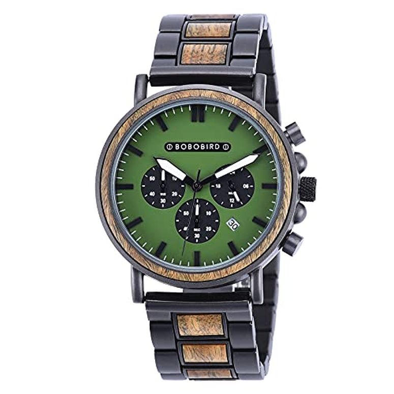 ボボバード BOBO BIRD ウッドウォッチ 木製腕時計 男性用 腕時計 メンズ ウォッチ クロノグラフ グリーン GT063 【並行輸入品】