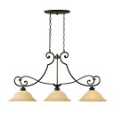   ̃IuWF e[ugbvt@Ee CeA Designers Fountain 81838-FSN Mendocino Collection 3-Light Island Fixture, Forged Sienna Finish with Warm Amber Glaze Glass Shades ysAiz