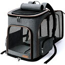 CR  o[h gxLA[ Lekereise Pet Carrier Backpack Expandable Cat Backpack for Medium Dogs and Large Cats 20-25 Lbs, Grey ysAiz