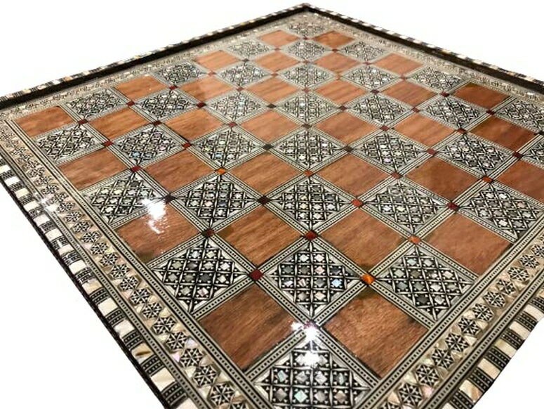 チェスセット Chess Board Inlaid Mother of Pearl Egyptian Handmade (16.8 inch m07) 【並行輸入品】