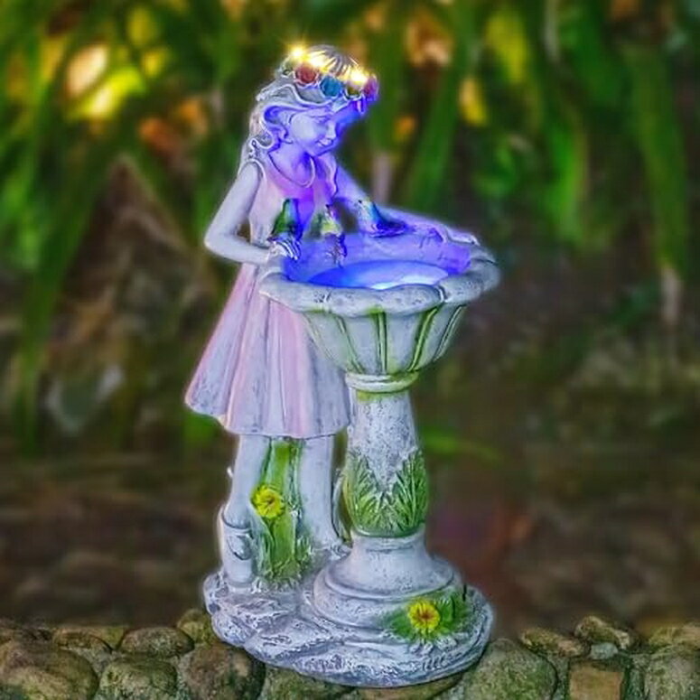 ガーデンライトLEDソーラーライト ソーラーパワー Solar Fairy Garden Statues, Resin Angel Outdoor Waterproof and Hand-Painted Sculpture with Wishing Well and 7 LED Lights, Unique Gift for Patio, Balcony, Yard, Lawn, Porch Decoration, 【並行輸入品】