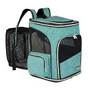 CR  o[h gxLA[ BAGLHER Expandable Pet Carrier BackpackCPet Backpack for Small Cats Puppies Dogs Bunny, Airline-Approved Ventilate Backpack for Travel, Hiking and Outdoor Use. Green ysAiz