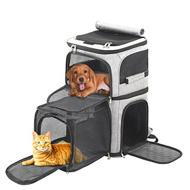 インコ 小鳥 バード トラベルキャリアー Expandable Cat Backpack Carrier for 2 Cats Dog Backpack for 2 Small Pets Dogs Expandable Cat Carrier for Large Cats Multiple Pets 7 Windows B…