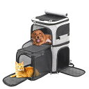 CR  o[h gxLA[ Expandable Cat Backpack Carrier for 2 Cats, Dog Backpack for 2 Small Pets Dogs, Expandable Cat Carrier for Large Cats Multiple Pets, 7 Windows, Built-in Frame Support Plate and Safety Straps, F ysAiz