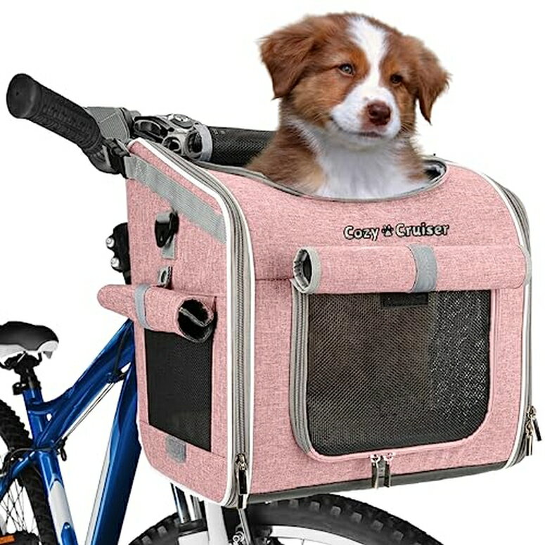 インコ 小鳥 バード トラベルキャリアー Dog Bike Basket, Expandable Soft-Sided Reflective Pet Carrier Backpack with 4 Open Doors, 4 Mesh Windows for Medium Small Dog Cat Puppies - Pink (Pink) 【並行輸入品】