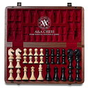 チェスセット A&A 15 inch Wooden Folding Chess Set w/ 3 inch King Height Staunton Chess Pieces / 2 Extra Queens - Natural Walnut Wood w/Storage Bag 【並行輸入品】
