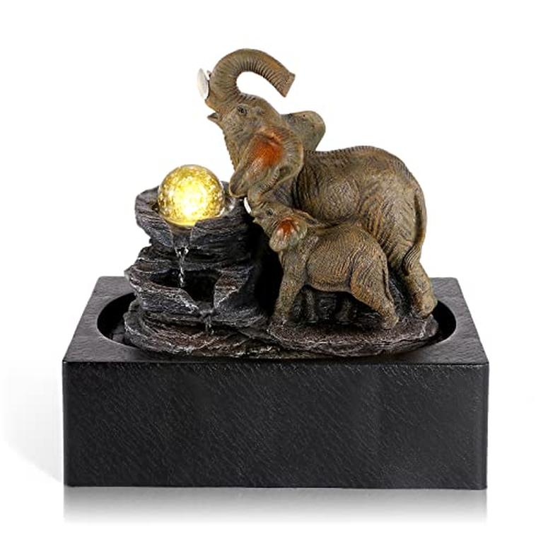 卓上 噴水 滝のオブジェ テーブルトップファウンテン インテリア噴水 Dyna-Living Water Fountains Indoor Waterfall Fountain Tabletop Water Fountain with Pump Elephant Sculpture Fountains and Waterfalls for Home Decor House Warming Gifts