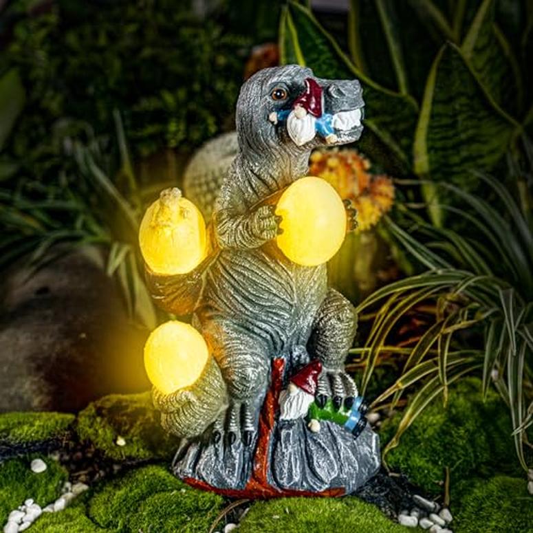 ǥ饤LED顼饤 顼ѥ Solar Lights Garden Statues for Outside, Outdoor Dinosaur Statue with 3 LED Lights, Waterproof Garden Lights for Home, House and Patio Decor, Birthday Gifts for Men/Women, Boys/Girls