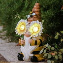 ガーデンライトLEDソーラーライト ソーラーパワー LA JOLIE MUSE 11.7 039 039 Solar Gnomes Garden Statues-Resin Fall Bee Gnomes Figurine Sunflower Decor with Solar LED Lights for Outdoor Gnomes Decorations for Yard Patio Lawn Porch, Garden Gifts for Mom