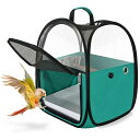 CR  o[h gxLA[ Bird Travel Carrier Foldable Bird Cage Parrot Cage with Two Feeder Bowls, Bird Perch and Bottom Tray, Portable and Breathable, Easy to Clean