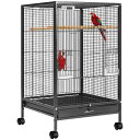 CR  o[h gxLA[ VIVOHOME 30 Inch Height Wrought Iron Bird Cage with Rolling Stand for Parrots Conure Lovebird Cockatiel Black