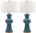 サファヴィヤ safavieh テーブルランプ サファビヤ サファヴィア SAFAVIEH Lighting Collection Lola Modern Column Blue Ceramic 30-inch Bedroom Living Room Home Office Desk Nightstand Table Lamp Set of 2 (LED Bulbs Included) 【並行輸入品】