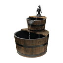 K[f  CeA u^  ̃IuWF EH[^[tH[t@Ee Westcharm 3 Gallons Cascading Water Fountain for Outdoor Outside Patio Yard | Decorative 2-Tier Wood Wine Barrel Fountain with Adjustable Pump | 2 ysAiz