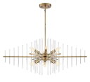   ̃IuWF e[ugbvt@Ee CeA DESIGNERS FOUNTAIN Reeve 12-Light Island Pendant with Clear Glass Rods, Burnished Antique Brass, 90438-BAB ysAiz