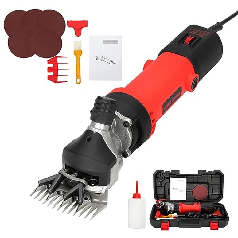 ƒ{poJ r Sheep Shears, 550W Professional Electric Sheep Clippers with 6 Speed, 2800RPM Heavy Duty Farm Livestock Clippers Kit for Sheep, Alpacas, Goats, Horse and Other Farm Livestock Pet (Plugged in) ysAiz