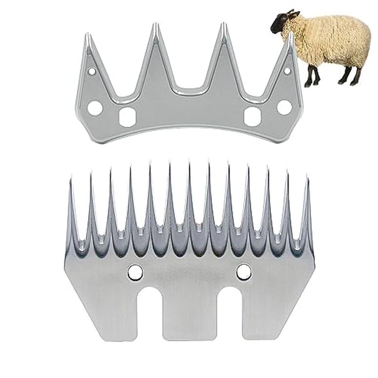 ƒ{poJ r OwnLifeYF Sheep Shears Wool Clippers Universal Replacement Blades, Shearing Comb and Cutter Blade Set, Stainless Steel Straight 13-Teeth Trimmer Shears for Grooming Goats, Lambs, Llamas, Alpacas ysAiz