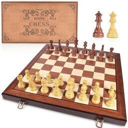 チェスセット AMEROUS 20'' x 20'' Wooden Chess Set with High Polymer Weighted Chess Pieces / 3.75'' King / 2 Extra Queens/Larger Size Folding Board, Chess Board Game for Adults 【並行輸入品】