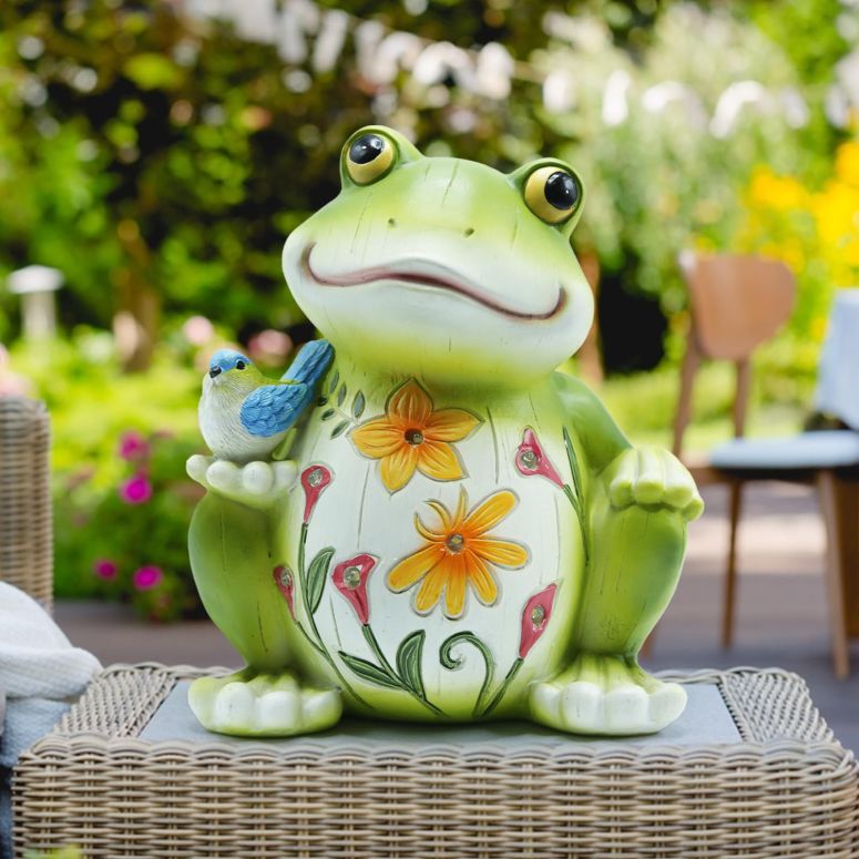 ガーデンライトLEDソーラーライト ソーラーパワー REYISO Frog Decor with Solar Light, Resin Garden Statue for Passage Yard Lawn Patio Spring Home Decor, Outdoor Decor for Housewarming Surprise Frog Gifts for Women Mom Kids 【並行輸入品】