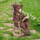 ガーデンライトLEDソーラーライト ソーラーパワー Exhart Garden Sculpture, Solar Bear Family Reading Garden Statue in Rocking Chair, LED Book, Outdoor Garden Decoration, 9 x 12.5 Inch 【並行輸入品】