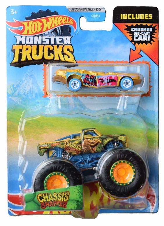 ホットウィール モンスタートラック Hot Wheels Monster Trucks Chassis Snapper, Includes Crushed Die Cast Car - Chassis Snapper 【並行輸入品】