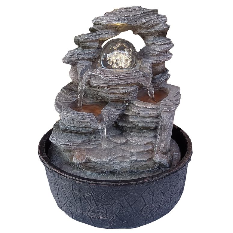 卓上 噴水 滝のオブジェ テーブルトップファウンテン インテリア噴水 Ayudejie Rocky Indoor Water Fountain,Tabletop Fountain with LED Lights Crystal Ball for Home Office Bedroom Decoration Mini Water Fountain Home Decor 【並行輸入品】