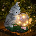 ガーデンライトLEDソーラーライト ソーラーパワー VESTCDF Solar Cat Statues Garden Decor - Resin Cat Outdoor Figurine Carrying Magic Orb with Solar LED Lights, Cat Garden Statue for Garden Yard Patio Lawn Decorations, 9.4 inch… 【並行輸入品】