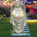 ガーデンライトLEDソーラーライト ソーラーパワー Angel Statue for Garden, Guardian Angel Holding Flowers with Solar Light, Gardening Gifts for Mom Grandma Lawn Ornaments Figurines for Lawn, Christian Religious Gift 【並行輸入品】