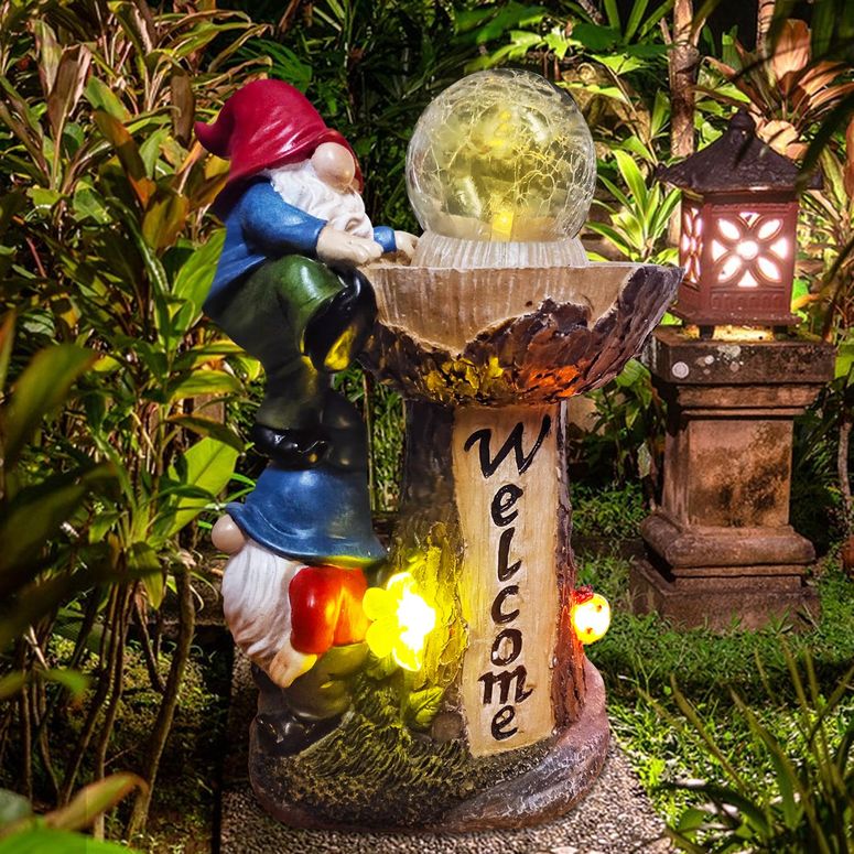 ガーデンライトLEDソーラーライト ソーラーパワー Binqiuu Garden Gnome Statue,Solar Garden Gnomes Outdoor Decor with LED Light Magic Ball, Funny Garden Gnomes, for Patio Lawn Porch Decorations-Ideal Gifts for Women/Mom/Grandma 