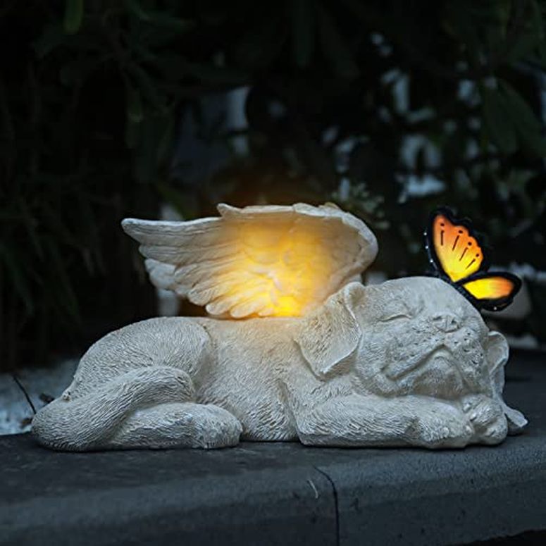 ガーデンライトLEDソーラーライト ソーラーパワー WONDER GARDEN Sleeping Dog Angel Statue with Solar Light - Pet Memorial Stone, in Memory of Dog, Marker Tribute Statues, Resin Guardian Angels, Bereavement Gift 【並行輸入品】