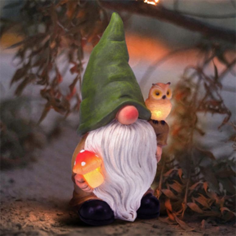 ガーデンライトLEDソーラーライト ソーラーパワー WONDHOME Solar Gnome Statues Garden Decor Outdoor Gnomes Sculpture with Owl Mushroom LED Lights for Patio Yard Lawn House Farmhouse Decorations Gardening Christmas Ideal Gifts for Woma 【並行輸入品】