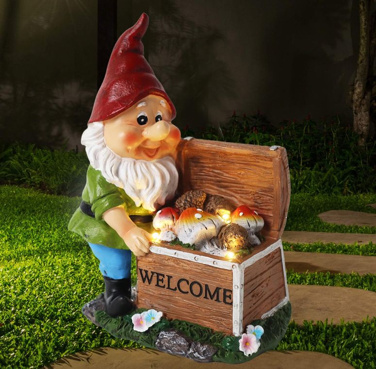 ガーデンライトLEDソーラーライト ソーラーパワー FLJZCZM Garden Gnome Statue Outdoor Solar Light Resin Gnome Statues Decor 8 Figurine Mushroom Box Patio Yard Lawn Ornaments Gifts for Mom 【並行輸入品】