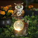 ガーデンライトLEDソーラーライト ソーラーパワー YHSOLAR Garden Decor Owl Statues Decorations for Outdoor,Resin Owl Figurines with Solar Lighted Ball- Owl Gardening Gifts for Women Owl Lawn Ornaments for Patio Decor Yard Decoration 【並行輸入品】