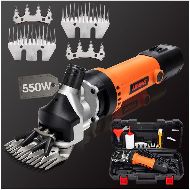 家畜用バリカン 羊 AMYWMS Sheep Shears Electric 550W - Upgraded Professional Sheep Clippers with 2 Blades, 6 Speed Heavy Duty Livestock Haircut for Grooming Sheep Goats Horses Large Dog Thick Coats Animals (Orange) 【並行輸入品】