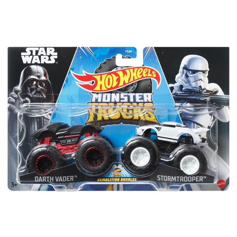 ホットウィール モンスタートラック Hot Wheels Monster Trucks Demolition Doubles - Metal Cars 1/64 - Darth Vader Vs Stormtrooper 【並行輸入品】