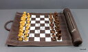 チェスセット StonKraft - 19" x 15" (Chess Board Size 12" x 12") Roll-Up Leather Chess Set with Wooden Chess Pieces - Brown | Comes with Innovative Carry Pouch 【並行輸入品】