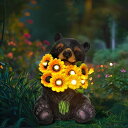 ガーデンライトLEDソーラーライト ソーラーパワー Solar Garden Lights Outdoor Statues Black Bear with Sunflowers, LED Lighted Garden Decor Waterproof Figurines for Patio Porch Balcony Yard Lawn Lantern, Unique Garden Statues for House 【並行輸入品】