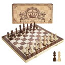 チェスセット AMEROUS 15 Inches Magnetic Wooden Chess Set - 2 Extra Queens - Folding Board - Pieces Storage Slots, Handmade Portable Travel Chess Game - Beginner Chess Set for Kids, 6 up Age 【並行輸入品】