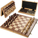 チェスセット Magnetic Chess Board Set for Adults & Kids, 15" Wooden Folding Chess Boards, Handcrafted Portable Travel Chess Game with Pieces Storage Slots 【並行輸入品】