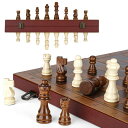チェスセット Strong Magnetic Chess Set for Adults & Kids, 15.4" Leather Chess Board & Handcrafted Wooden Chess Pieces with Storage Slots, Portable Travel Chess Game for Beginner and Professional 【並行輸入品】
