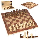 チェスセット Chess Checkers Backgammon 3-in-1 Board Games Sets, Wooden Chess Set for A...