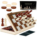 チェスセット Chess Board Sets, 15 Inch Magnetic Chess Set for Adults & Kids, Checkers Board Game, Handmade Folding Chess Boards with 2 Extra Queens by Kiapeak 【並行輸入品】